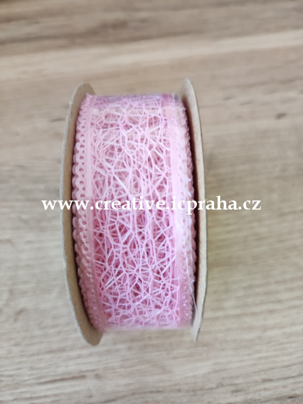 stuha- 25mm pavučinka růžová